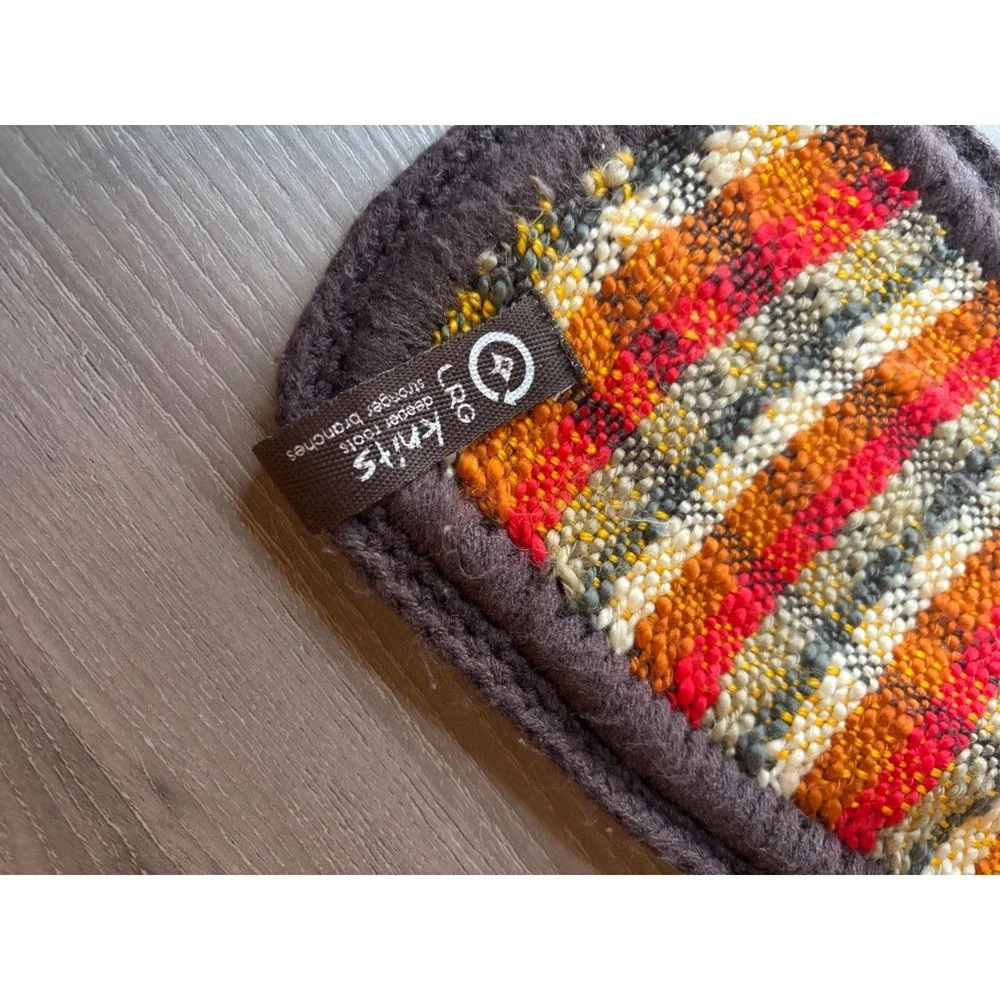 LRG Knits Striped‎ Scarf Multi-Color Orange Red Brown Textured Winter READ